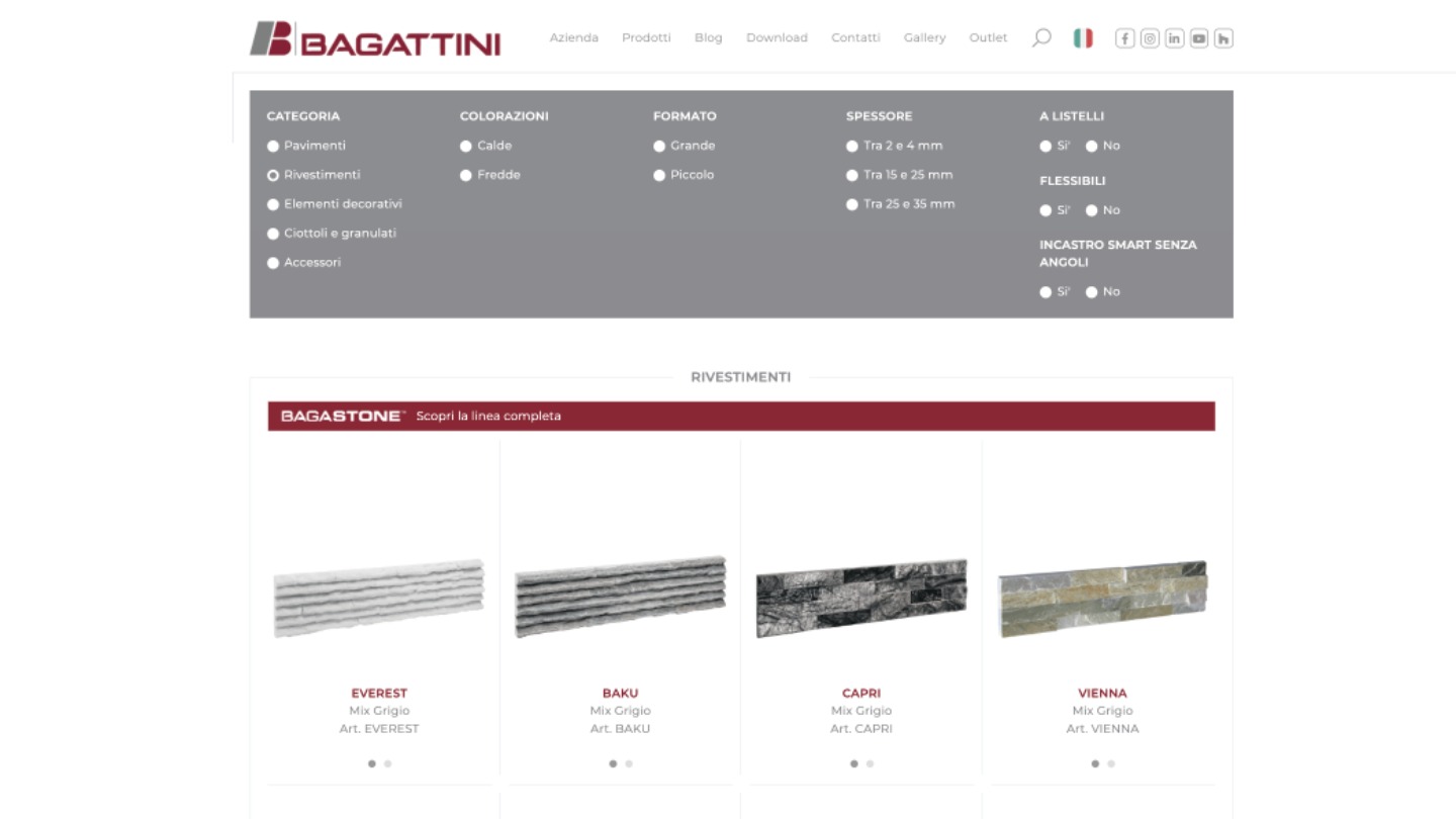 Bagattini | Sito catalogo sviluppato da eWeb  - eWeb